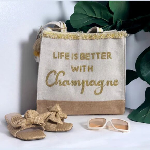 America & Beyond Life is Better with Champagne Seed Beaded Cotton & Jute Boho - Picture 2 of 13